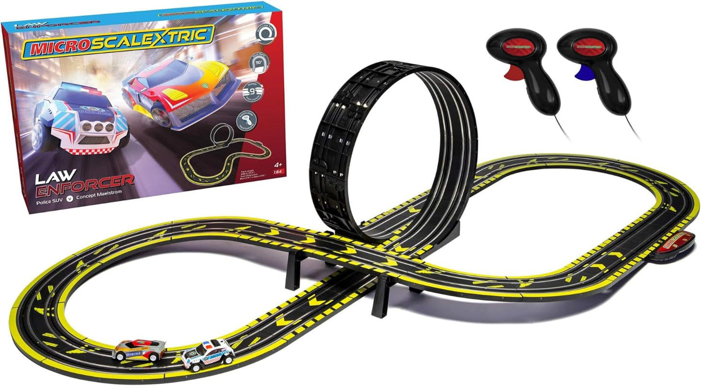 Scalextric Micro Car Race Track Sets for Kids Age 4+ - Law Enforcer Racing Construction Set