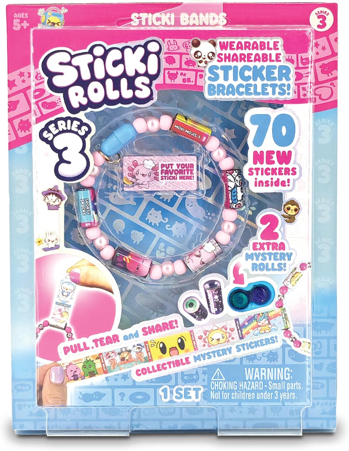 Sticki Rolls Sticki Band Single Pack S3, Wearable Shareable Sticker Bracelets