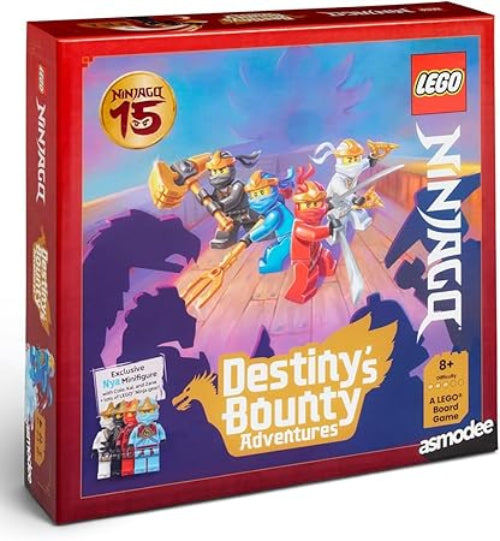 Lego Ninjago Destiny's bounty adventures boxed board game, white back ground.