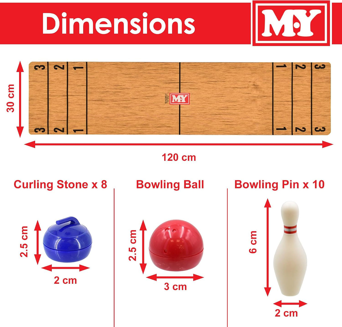 M.Y 3 in 1 Table Top Curling, Bowling, Shuffleboard Portable Family Game