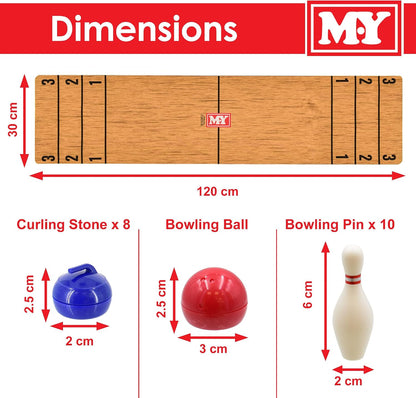 M.Y 3 in 1 Table Top Curling, Bowling, Shuffleboard Portable Family Game