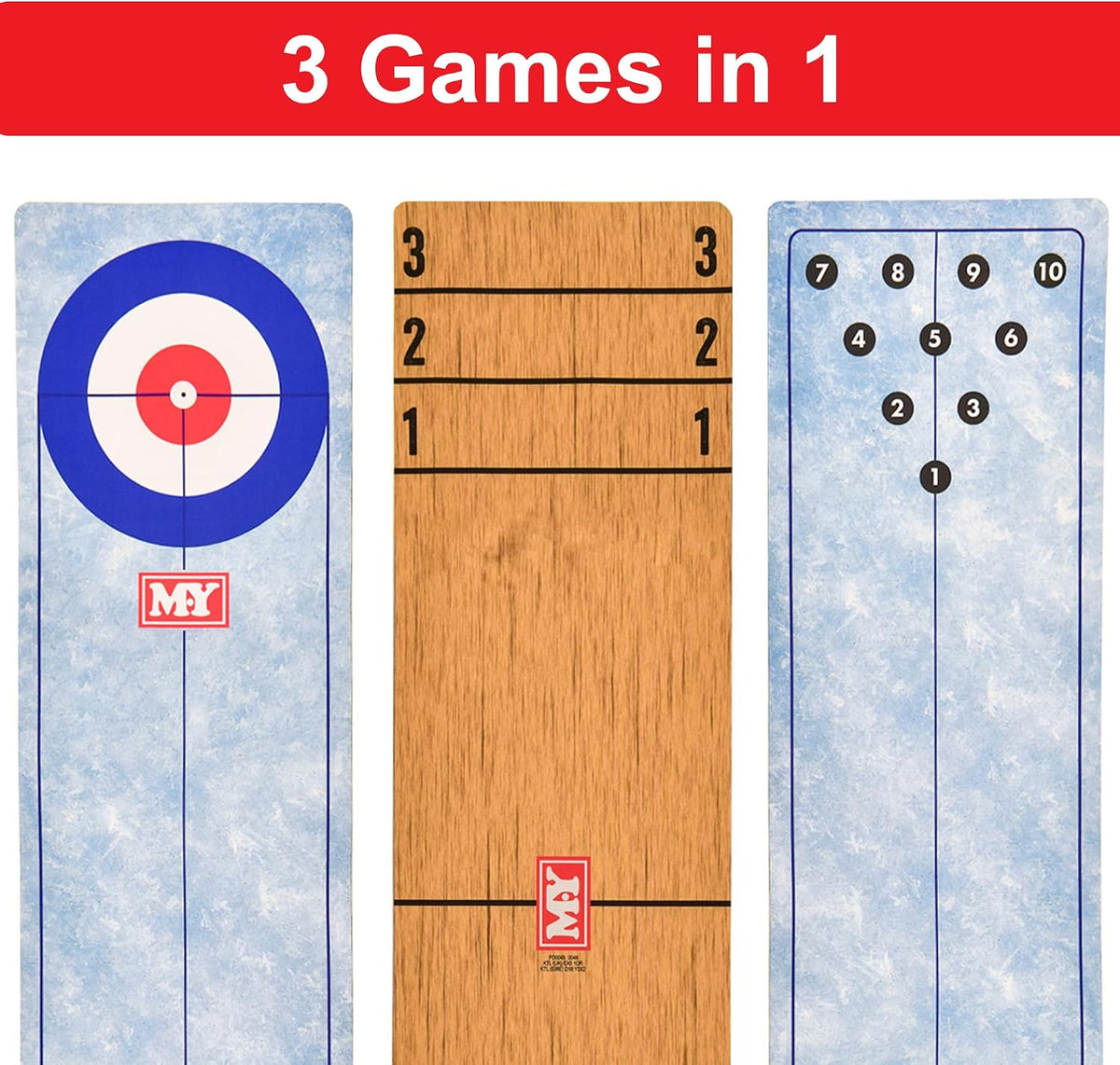 M.Y 3 in 1 Table Top Curling, Bowling, Shuffleboard Portable Family Game