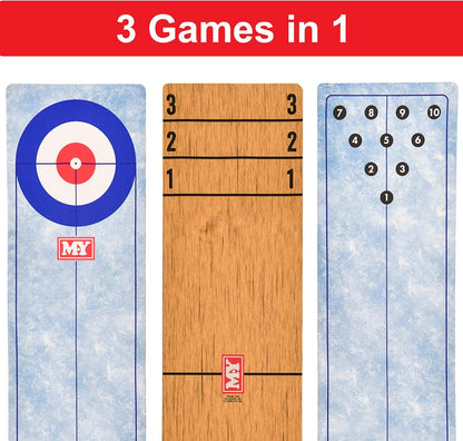 M.Y 3 in 1 Table Top Curling, Bowling, Shuffleboard Portable Family Game