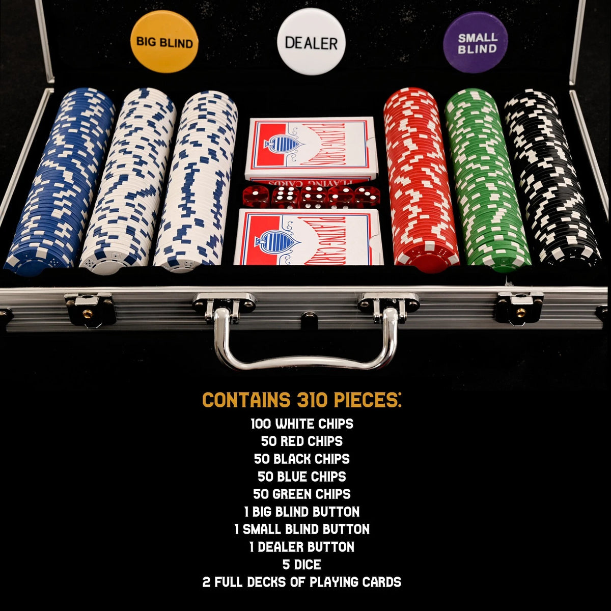 M.Y Texas Hold'em Poker Set | Cards, Chips, Aluminium Case