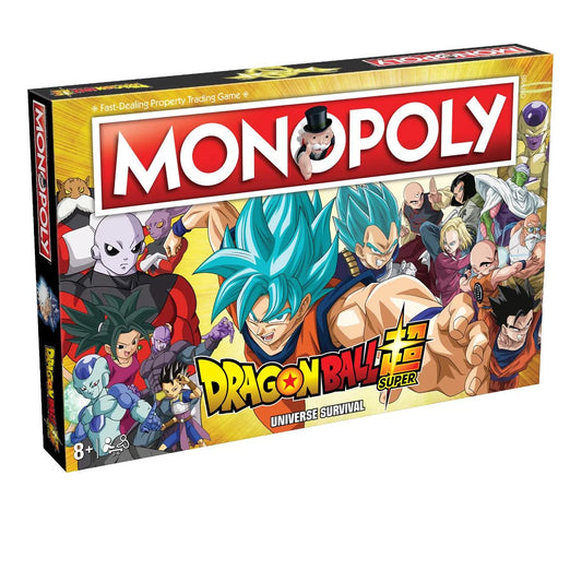 Dragon Ball Super Monopoly box front, on a white back groung.