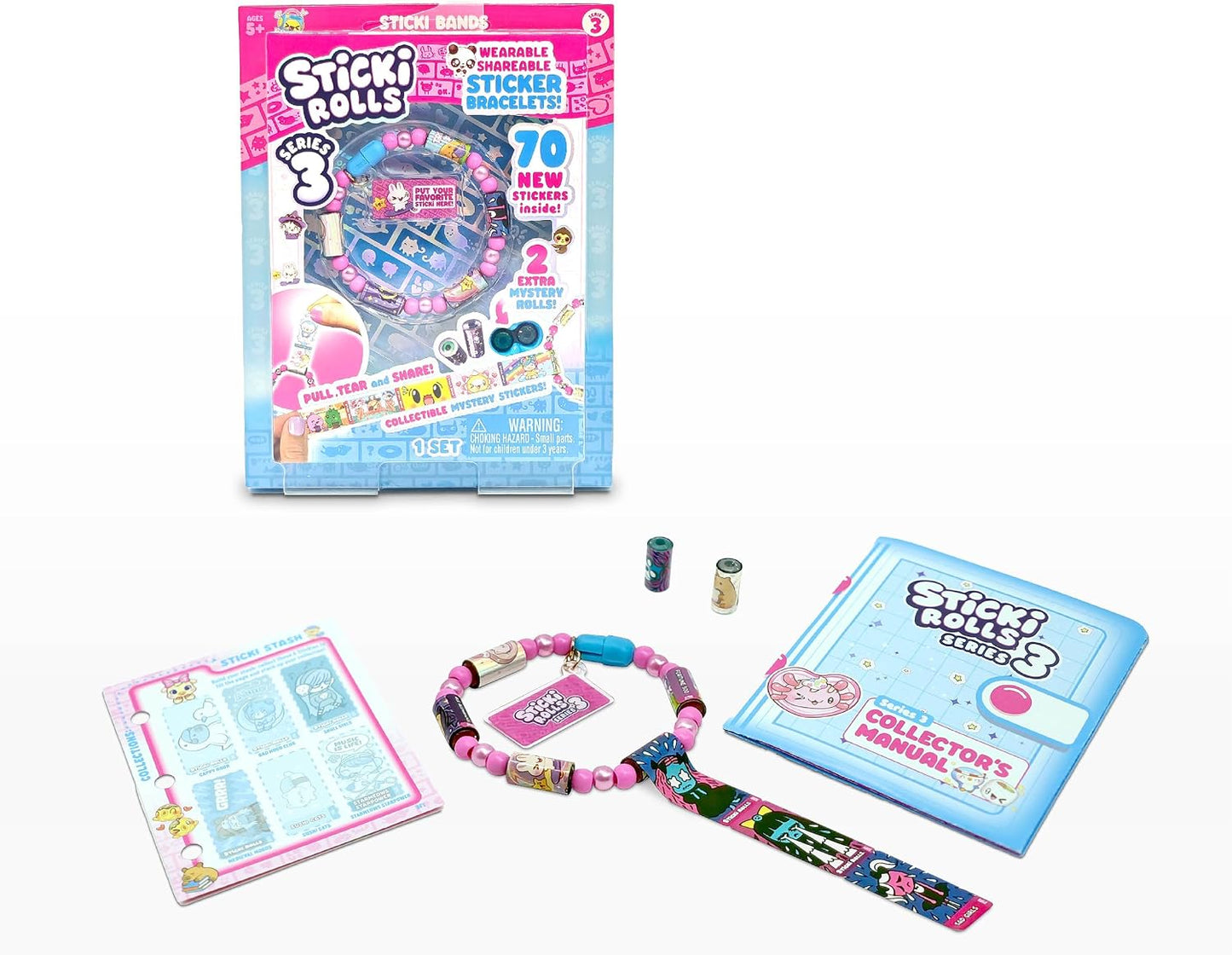 Sticki Rolls Sticki Band Single Pack S3, Wearable Shareable Sticker Bracelets
