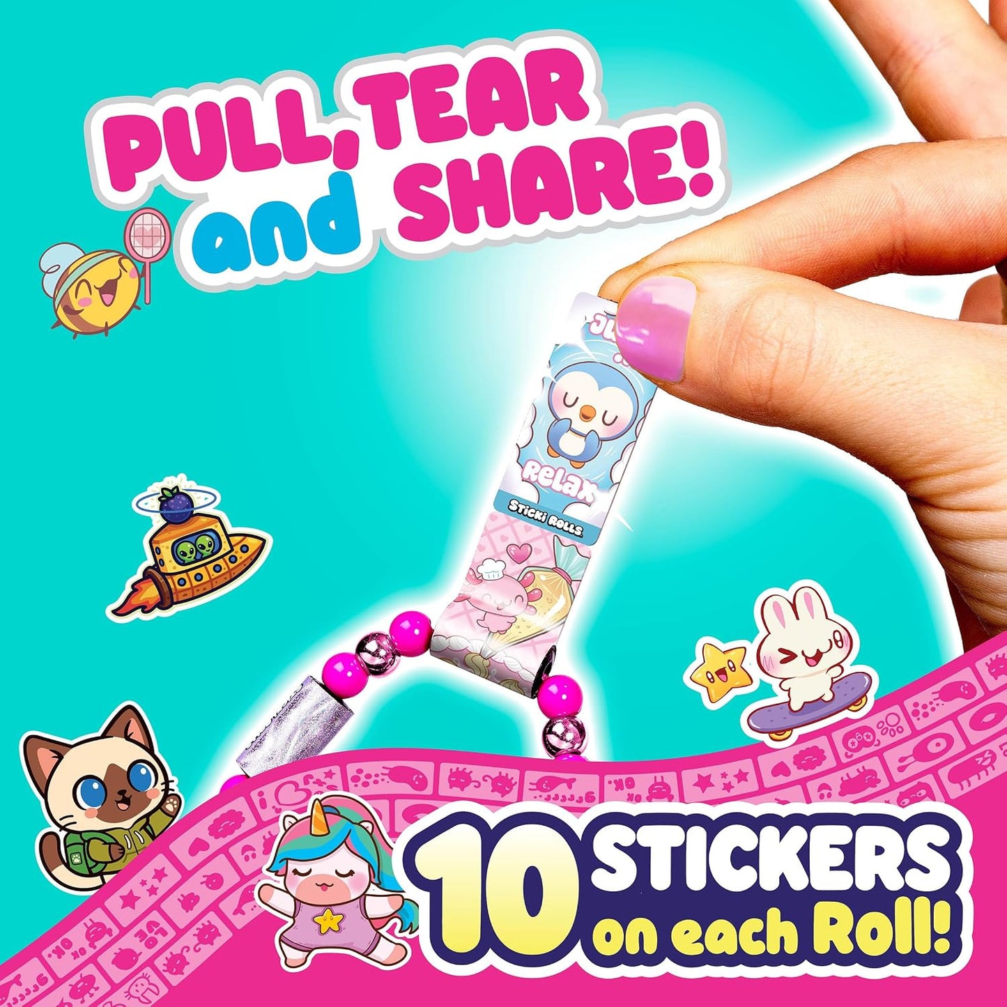 Sticki Rolls Sticki Band Single Pack S3, Wearable Shareable Sticker Bracelets